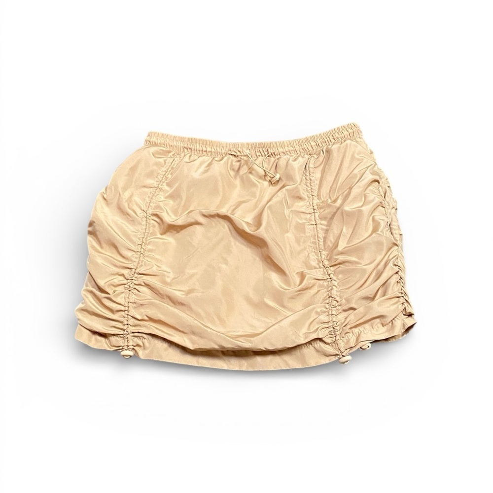Stylish Tan Ruched Mini Skirt - Picture 2 of 4